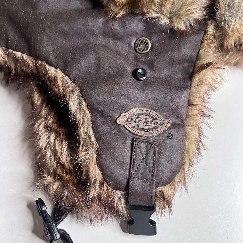 Dickies Brown Faux Fur Trapper Hat Ear Flap Hunting Winter Cap OSFM‎ RN115665